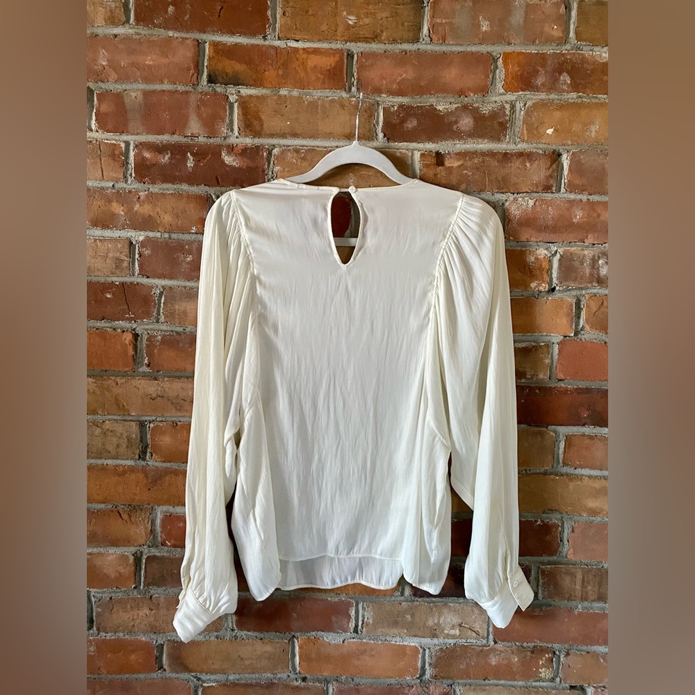 ANTHROPOLOGIE DOLAN left coast hewson top ivory blouse balloon sleeves medium - Picture 7 of 11
